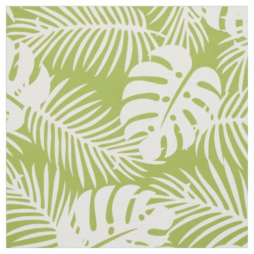Green Palm Leaves Rainforest Pattern Fabric