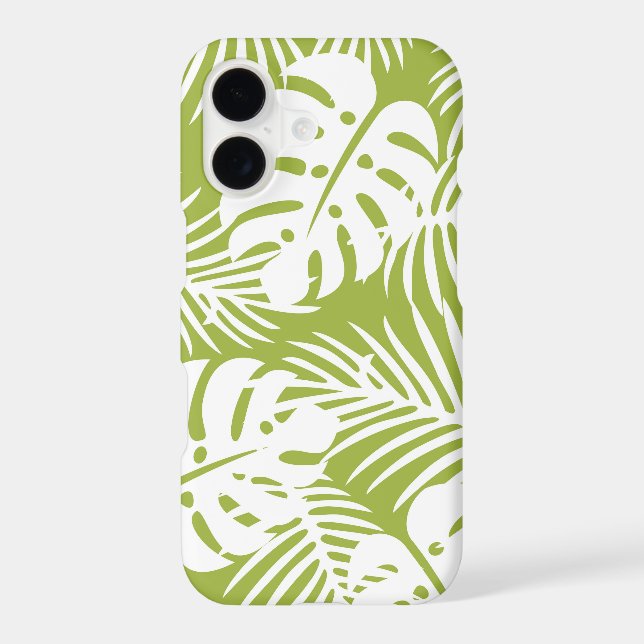Green Palm Leaves Rainforest Pattern Iphone Case (Back)