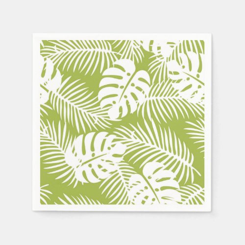 Green Palm Leaves Rainforest Pattern Napkins
