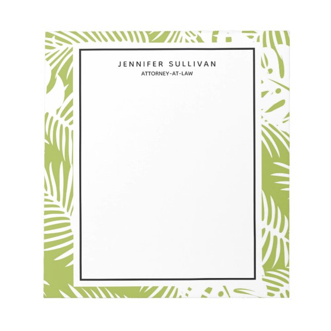 Green Palm Leaves Rainforest Pattern Notepad (Front)