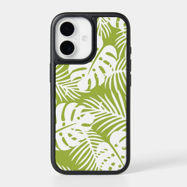 Green Palm Leaves Rainforest Pattern Otterbox iPhone Case (Back)