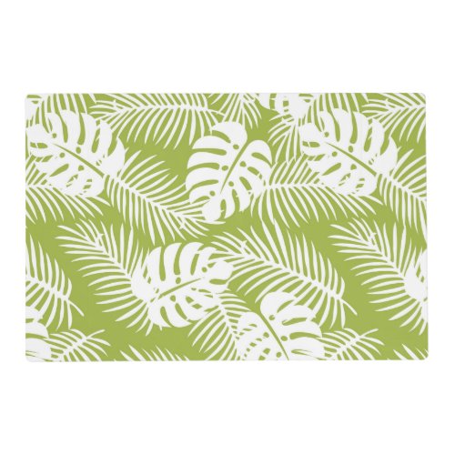 Green Palm Leaves Rainforest Pattern Placemat