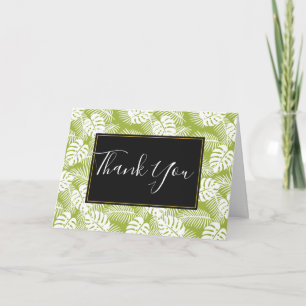 Green Palm Leaves Rainforest Pattern Thank You Card
