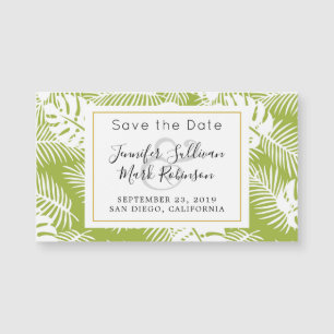 Green Palm Leaves Rainforest Pattern Wedding Date