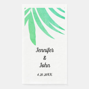 Green Palm Leaves Watercolor Elegant Cool Wedding Paper Guest Towels