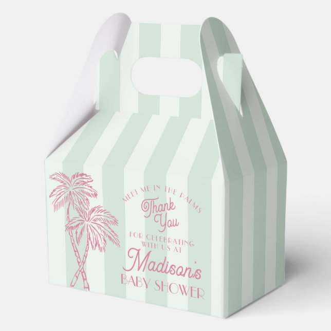 Green Palm Spring Pastel Beach Baby Shower Favor Boxes (Front)