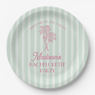 Green Palm Spring Pastel Beach Bachelorette Party Paper Plates