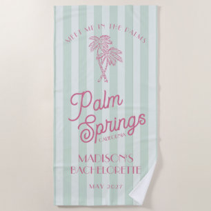 Green Palm Spring Pastel Beach Bachelorette Party Towel