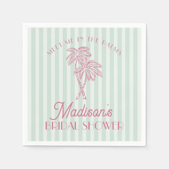 Green Palm Spring Pastel Beach Bridal Shower Napkins (Front)