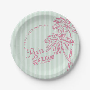 Green Palm Spring Pastel Beach Party Favors Paper Plates