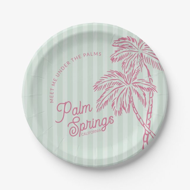 Green Palm Spring Pastel Beach Party Favors Paper Plates (Front)