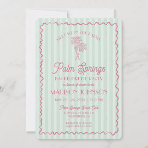 Green Palm Springs Pastel Beach Bachelorette Party Invitation