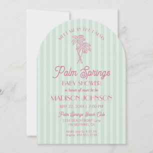 Green Palm Springs Pastel Beach Cabana Baby Shower Invitation