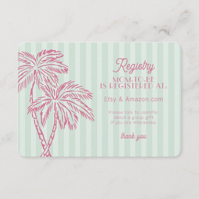 Green Palm Springs Pastel Beach Registry Insert (Front)