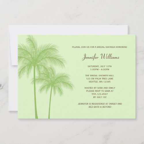 Green Palm Tree Bridal Shower Invitation