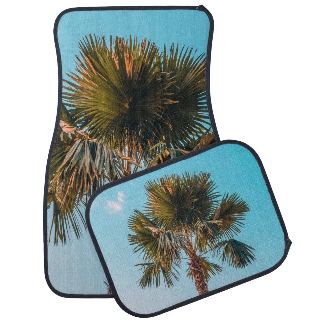 Green palm tree car floor mat (Set)