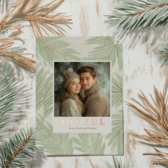 Green Palm Tree Christmas Foil Holiday Card (Pastel Green Foil Holiday Palm Tree Card )