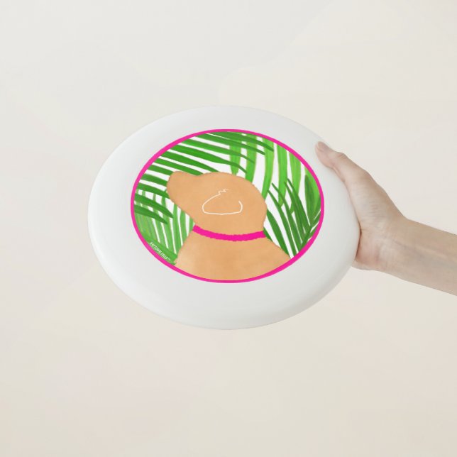 Green Palm Tree Island Dog Wham-O Frisbee (In Hand)