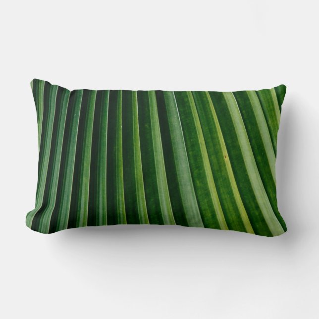 Green palm tree leaves lumbar pillow (Front)