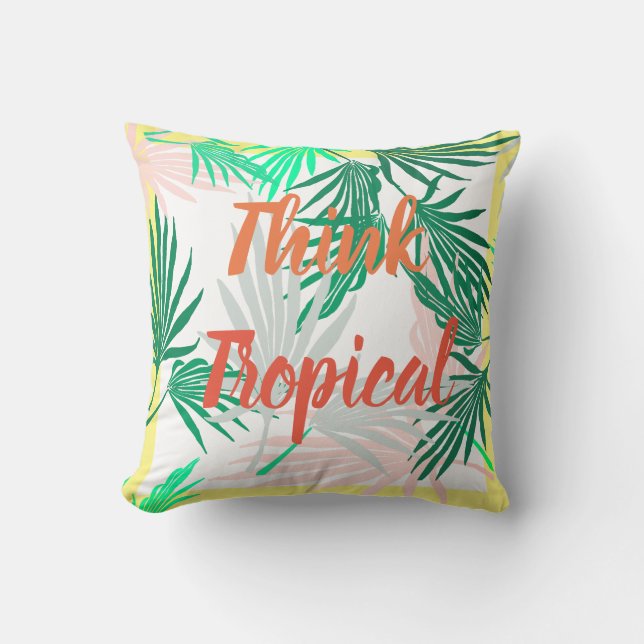 Green Palm Tree Leaves Nature Throw Pillow Cushion (Front)