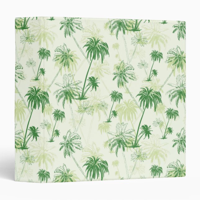 Green Palm Tree Pattern 3 Ring Binder (Front/Spine)