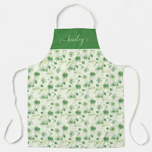 Green Palm Tree Pattern Apron (Front)