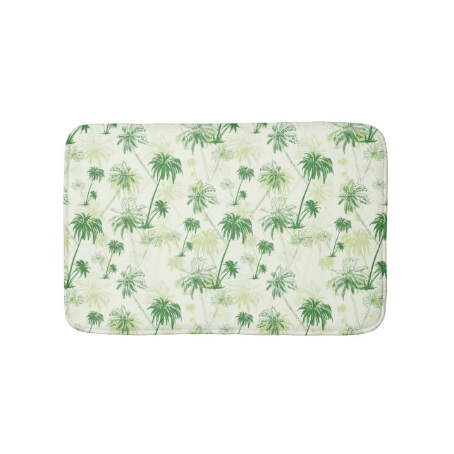Green Palm Tree Pattern Bathroom Mat (Front)
