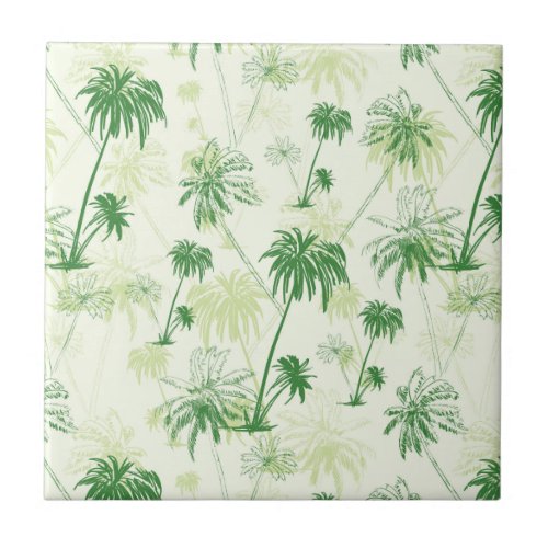 Green Palm Tree Pattern Ceramic Tile