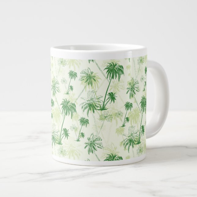 Green Palm Tree Pattern Giant Coffee Mug (Front Right)