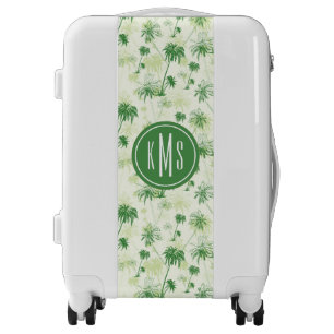 Green Palm Tree Pattern   Monogram Luggage