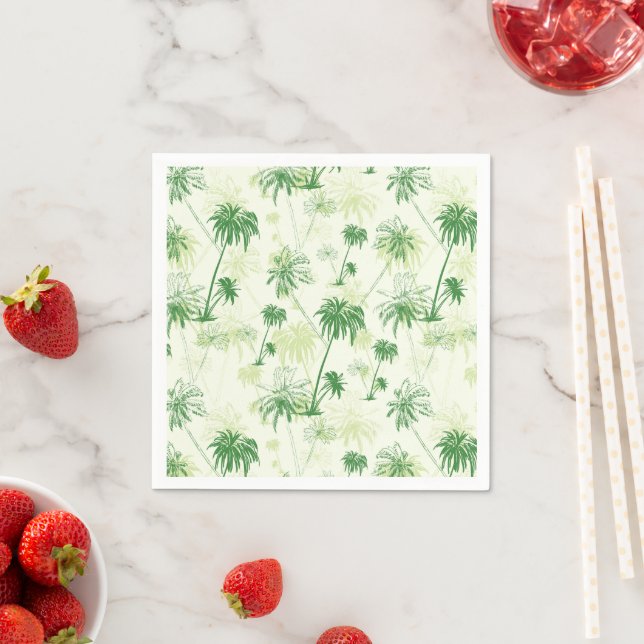 Green Palm Tree Pattern Napkins (Insitu)