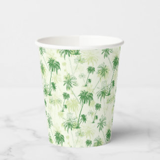 Green Palm Tree Pattern Paper Cups