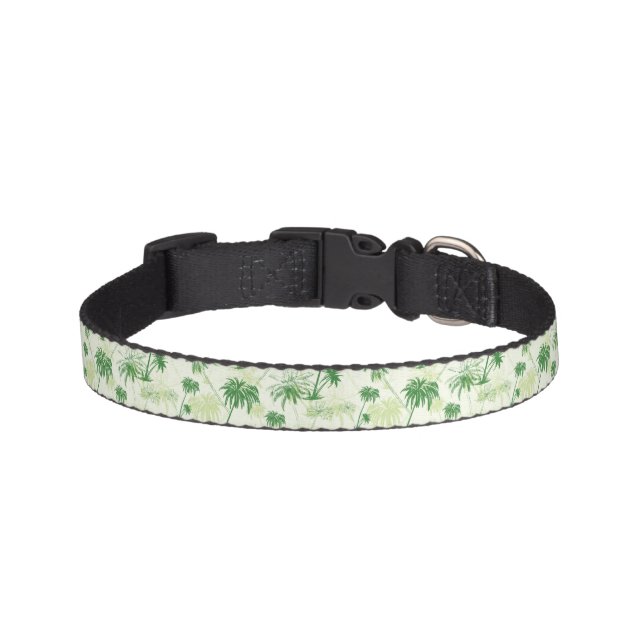 Green Palm Tree Pattern Pet Collar (Front)