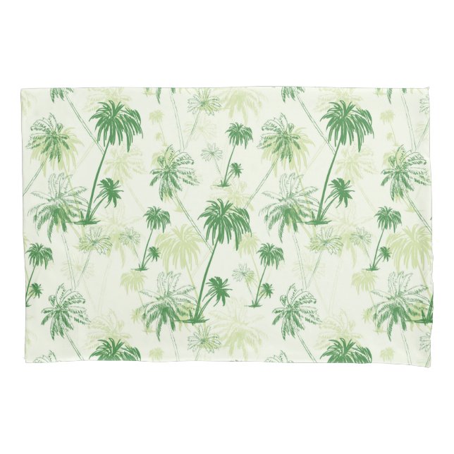 Green Palm Tree Pattern Pillow Case (Front-Left)