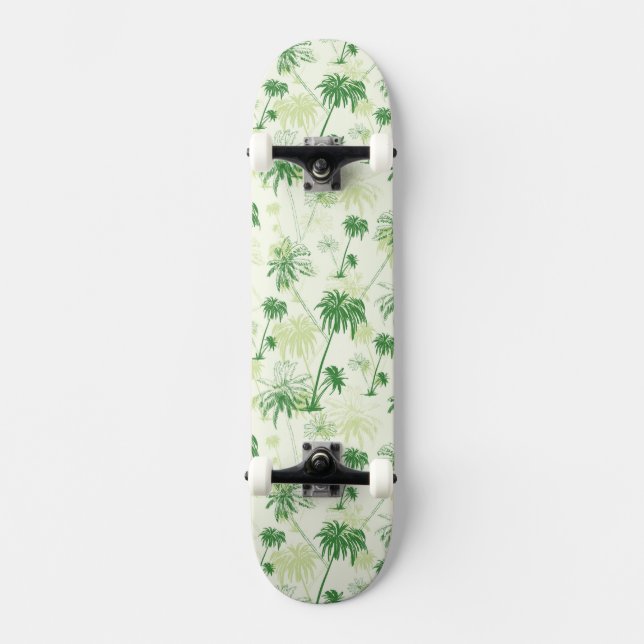 Green Palm Tree Pattern Skateboard Deck (Front)