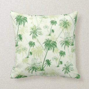 Green Palm Tree Pattern Throw Pillow