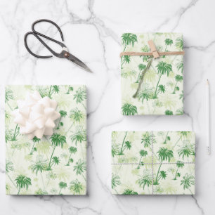 Green Palm Tree Pattern Wrapping Paper Sheets