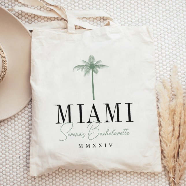 Green Palm Tree Personalized Bachelorette Party Tote Bag (Creator Uploaded)