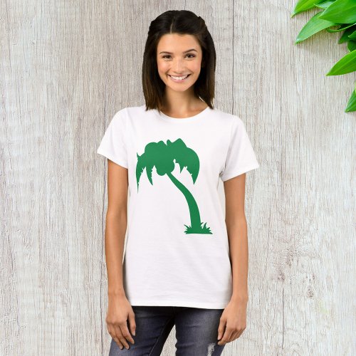 Green Palm Tree Plant Womens T_Shirt