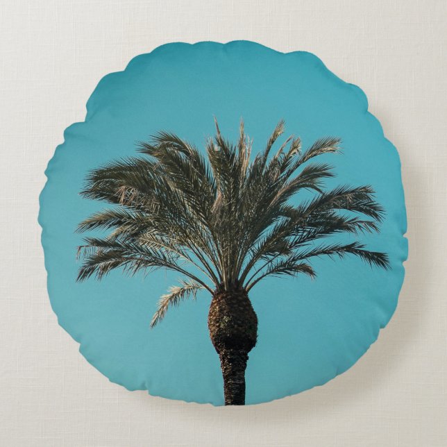 Green palm tree round pillow (Front)