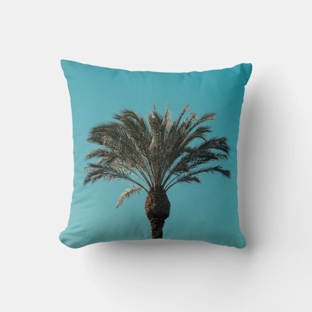 Green palm tree throw pillow (Front)