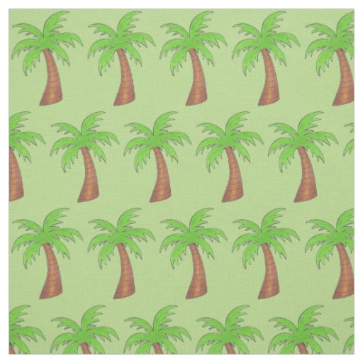 Green Palm Tree Tropical Island Hawaii Beach Vacay Fabric