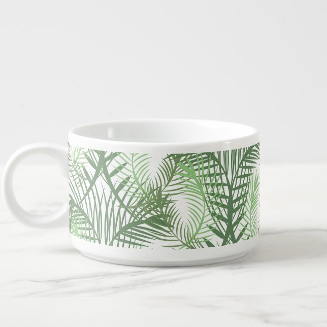 Green Palm Tree Tropical Leaves Summer Bowl (Right)