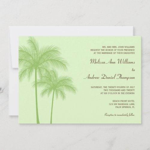 Green Palm Tree Tropical Wedding Invitations