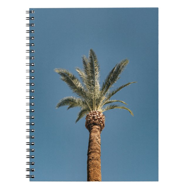Green palm tree under blue sky in the morning notebook (Front)
