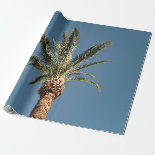 Green palm tree under blue sky in the morning wrapping paper