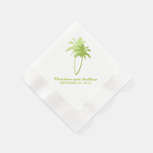 Green Palm Trees Beach Wedding Paper Napkins (Corner)