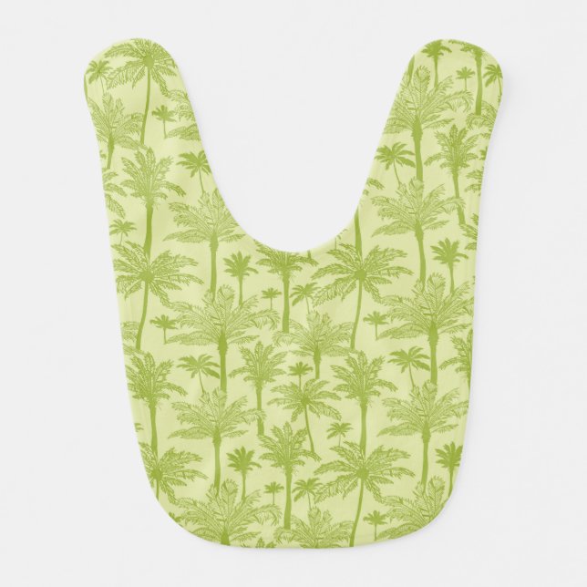 Green Palm Trees Pattern Baby Bib (Front)