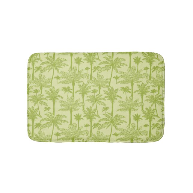 Green Palm Trees Pattern Bathroom Mat (Front)