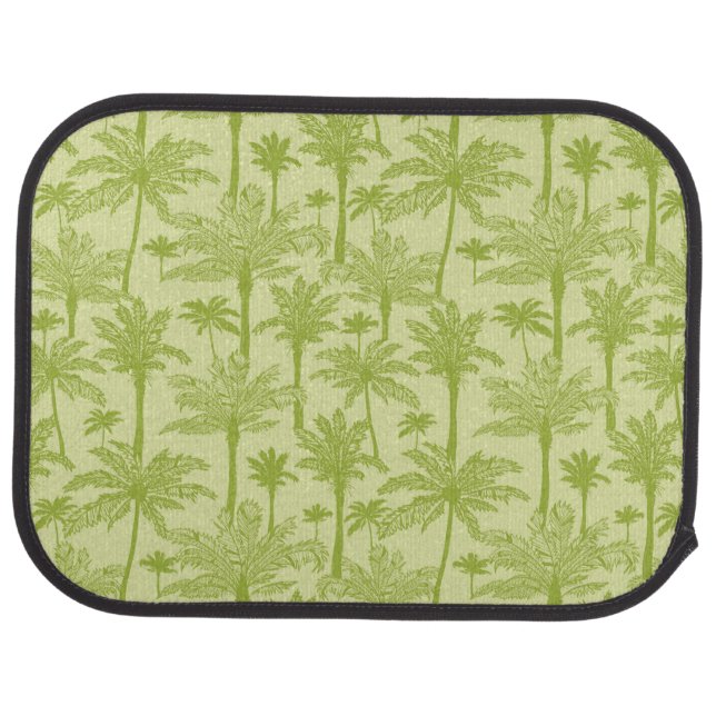 Green Palm Trees Pattern Car Floor Mat (Rear)